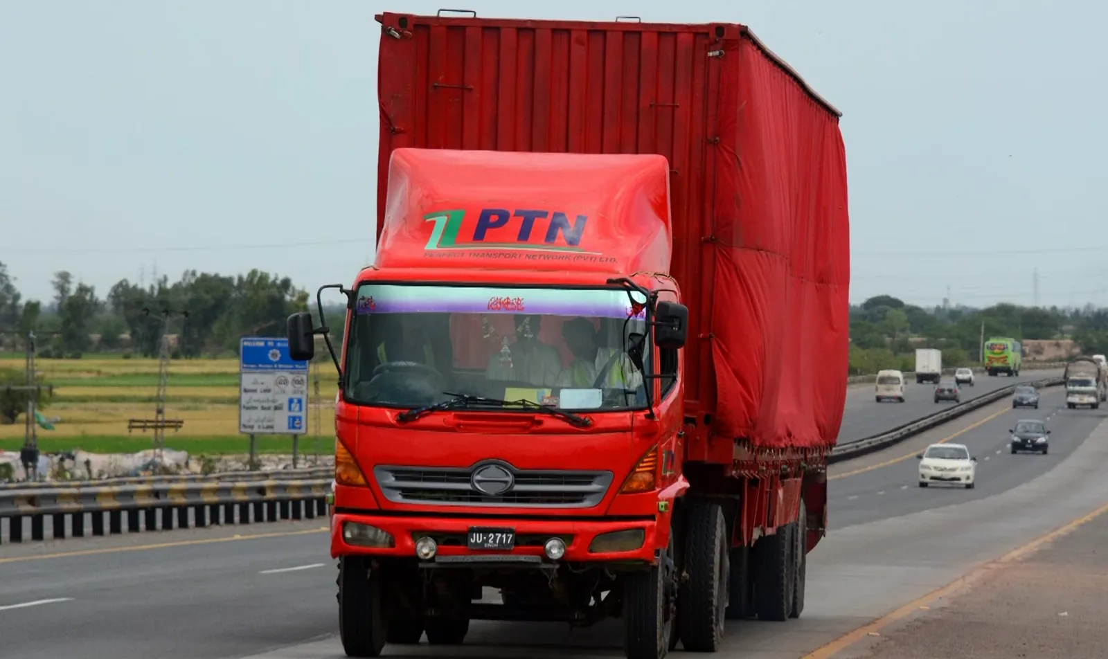 Red PTN beverage transport truck